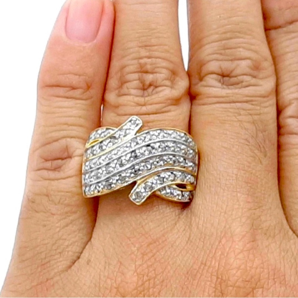 New Genuine 2.80ctw Diamond Cocktail Ring 14kt Gold & .925 Size: 7.5!